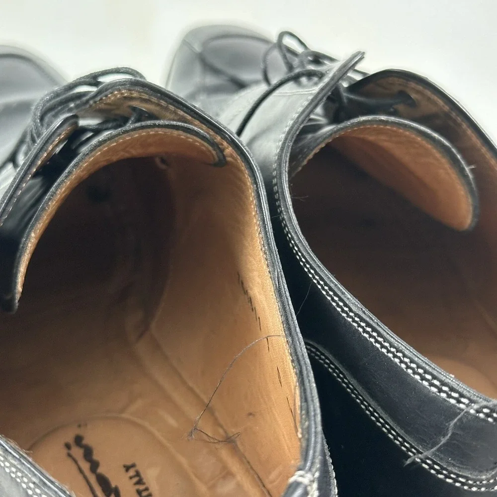 SANTONI Men's Oxford Shoes 10.5 Black‎ Smooth Leather Lace Up Made In Italy $585